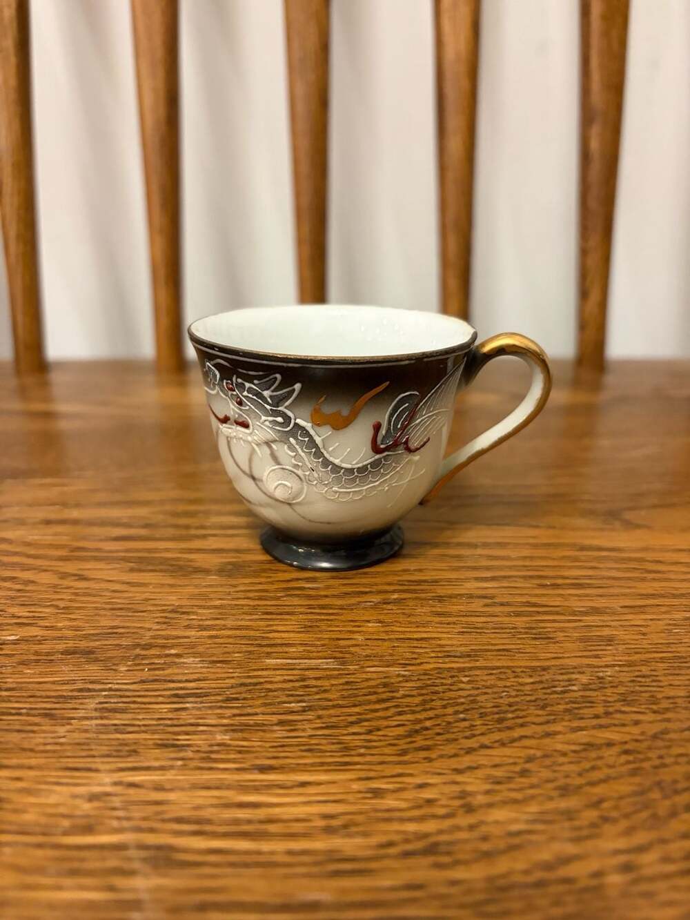 Vintage Japanese Dragon Lithopane Tea Cup Porcelain